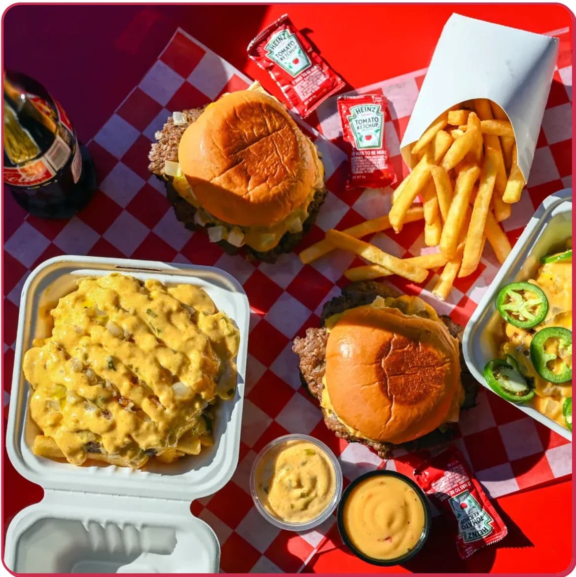 7th Street Burger — food photo with a red tint and the "7th Street Burger" wordmark overlaid