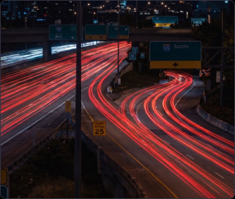 Traffic light trails representing fast team alignment